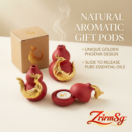 ZrirmSg™ Natural Aromatic Gift Pods - Unique Golden Phoenix & Red Gourd Passive Essential Oil Diffuser, Slide-Open Ceramic Aromatherapy Ornament for Home, Office, Car & Relaxation