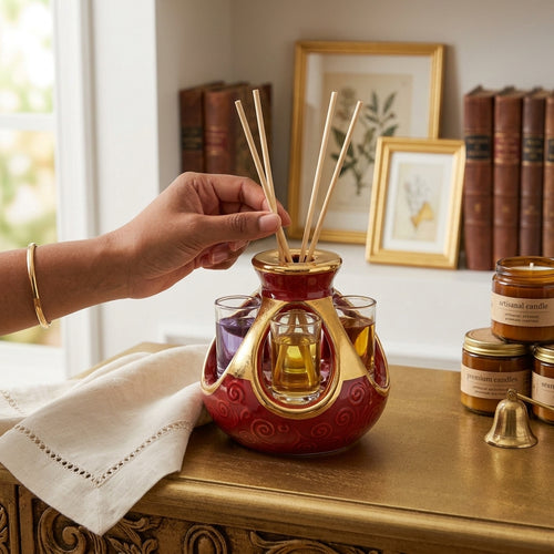 ZrirmSg™ 3-in-1 Reed Diffuser Set | Luxury Ceramic Home Fragrance Diffuser with 3 Unique Scents | Aromatherapy Essential Oil Diffuser for Relaxation & Room Decor | Gift-Ready Packaging for Housewarming & Holidays